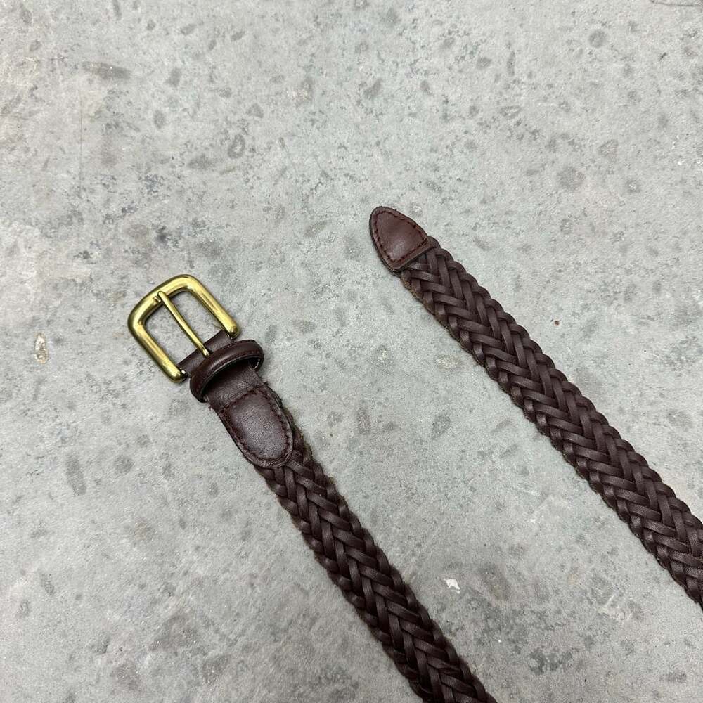 Vintage Brown Braided Genuine Leather Belt - 38/95